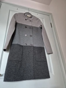 Damen Lange Merinowolle Strickjacke, Knopf Langarm Grautöne Herbst Winter - Bild 1 von 12