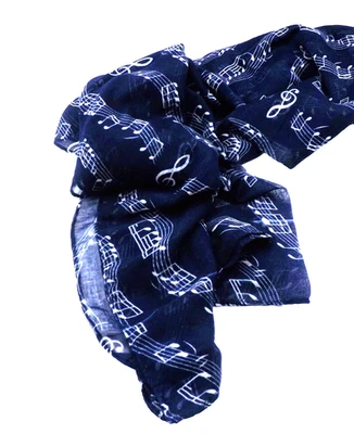 围巾头巾头巾工作人员音乐笔记海军蓝 70 x 36 英寸男式女式 — 第 1/3 张图片