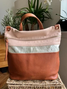 Radley Kensal Stripe Leather Backpack Bag Dustbag - Picture 1 of 11