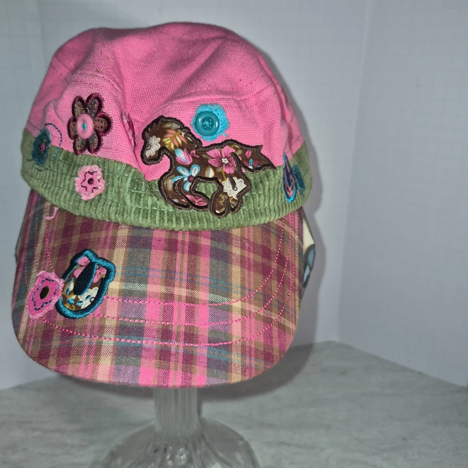 Stephen Joseph Youth Pink & Teal Girls Boho Cap Embroidery Paisley - Image 1 of 4