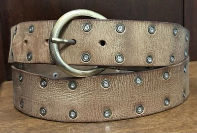 VTG CALVIN KLEIN JEANS Gold Leather Belt Sz 40 1-5/8”Wide Distressed GUC - Image 1 of 4