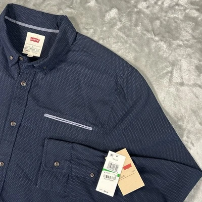 NWT Levis Classic Mens Midnight Blue Long Sleeve Button Down Shirt Size Large - Image 1 of 4