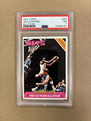 1975 TOPPS #300 JULIUS ERVING ALL STAR PSA 7 NM - Image 1 of 2