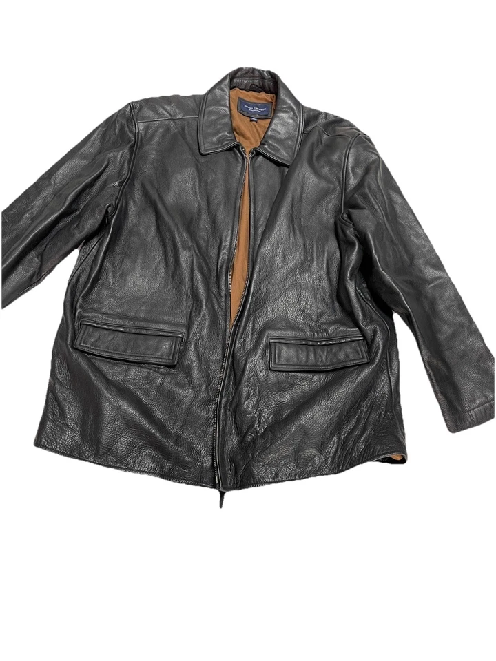 Daniel Cremieux Lambskin Bomber Leather Jacket Size XL Men's Black Zip Snap - Image 1 of 4
