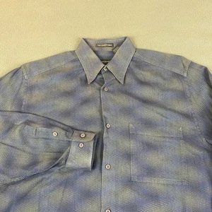Vintage Jhane Barnes Shirt Mens Small Blue Geometric Button Up Woven In Japan - Picture 1 of 9