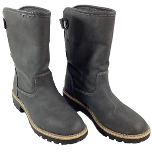 Bench Grey Soft Leather Fleece Lined Pull Up Chunky Low Heel Boots UK 2 - Picture 1 of 6