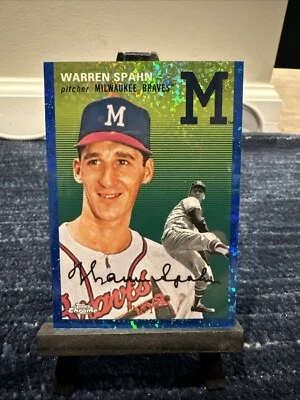2023 Topps Chrome Platinum Anni Blue Mini Diamonds #438 Warren Spahn /199 Braves - Image 1 of 3