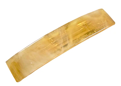 Stained GLASS BARRETTE 3.5" 90mm Tan Amber Neutral Cloudy White Swirl Hair Clip - Image 1 of 4