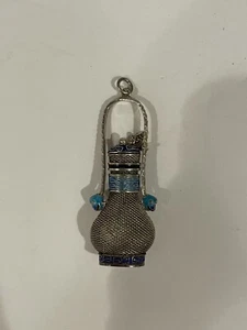 Vintage chinesischer Sterling filigran Cloisonne Chatelaine Parfüm Flakon Anhänger - Bild 1 von 12