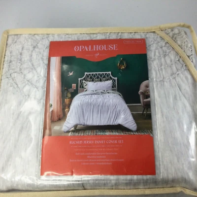Opalhouse Ruched Jersey Duvet Cover Set Twin / Twin XL Light Grey - Image 1 of 4