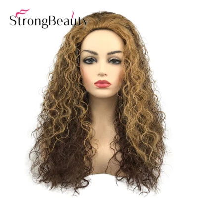 Pelucas de pelo largo rizado Bob ombre castaño rojizo rubio resaltado peluca sintética para mujer Foto 1 de 4