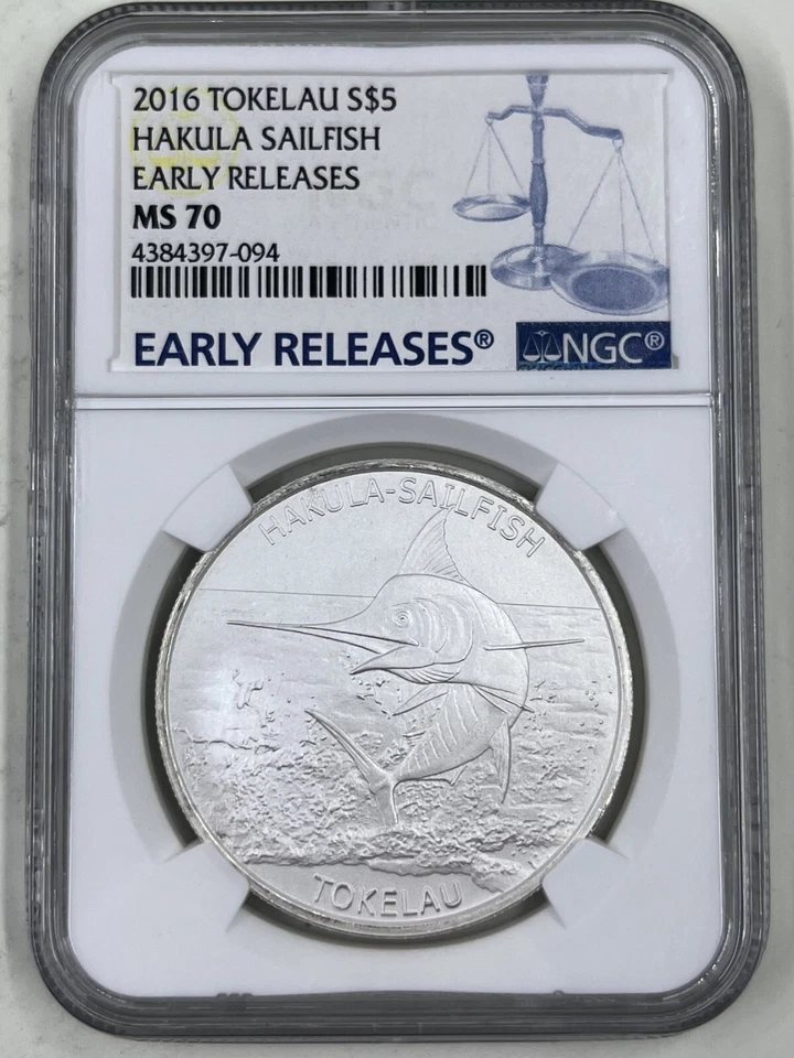 2016 Tokelau S$5 NGC MS70 Hakula Sailfish Early Release - Image 1 of 4
