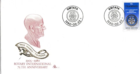 Transkei - Rotary International, 75th anniversary, Paul Harris - FDC 1980 Cover