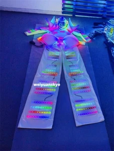 LED Robot Stilt Costume Helmet Change DJ Party Performance Glowing Multicolour - Picture 1 of 9