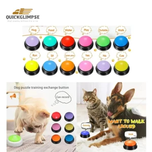 4 Recordable Dog Talking Buttons – Pet Training Communication Sound Set Gift - Picture 1 of 13