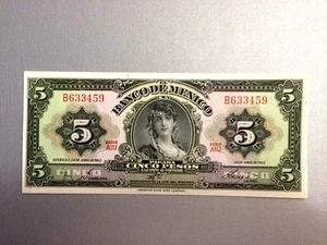5 PESOS MEXICO BANKNOTE 1963 GYPSY SERIE AIU 59 MEXICO - Picture 1 of 2