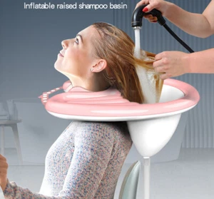 Portable Inflatable Hair Washing Tray Rinse Basin for Home & in Bed Shampoo NEW - Picture 1 of 8