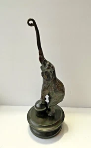 Bronze Metal Sculpture Elephant Trunk Up Circus with Ball 13" tall Artwork - Picture 1 of 22
