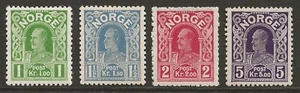 NORWEGEN 1910-1918 König Haakon kompletter 4er Satz ss postfrisch MNH/MVLH Mi#89-92 - Bild 1 von 2