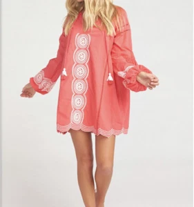 Show Me Your Mumu Claudine Tunic Mini Dress Sz XS Coral Embroidered Boho NWT New - Picture 1 of 12