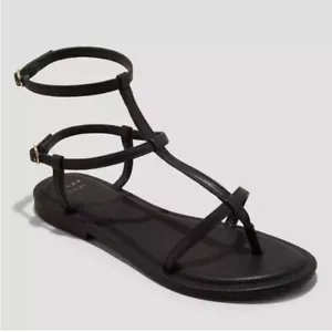 A New Day Gillian Damen-Gladiator-Sandalen offene runde Spitze schwarz Größe 11 - Bild 1 von 1
