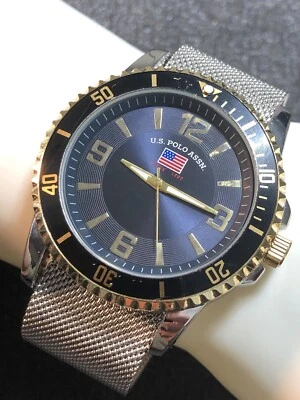 U.S. Polo Assn. Men’s Large 50mm Watch Analog Stainless Steel Mesh Band New Bat - Image 1 of 4