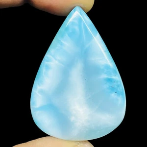 89.20 Cts Natural Larimar 47x33.5mm Pear Loose Pendant Size Huge Cabochon Gems - Picture 1 of 8