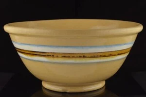 GELBE WARE GEBÄNDERTE SCHALE - 1800ER JAHRE GELBE WARE MOKKA WARE GEBÄNDERTE SCHALE 11" BREIT - Bild 1 von 1