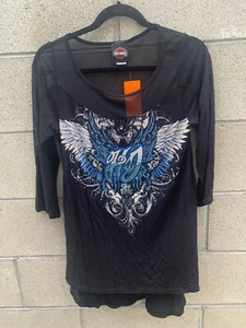 Top HARLEY-DAVIDSON basso/alto con ali impreziosite taglia S nuovo con etichetta - Foto 1 di 5