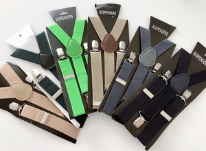 Boy Kid Children Party Wedding Formal Function basic color Suspender Brace Belt  - Picture 1 of 26