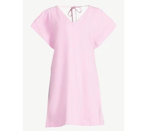 ☆FREE ASSEMBLY ! WOMEN'S FLOUNCE SLEEVE PINK V-Neck DRESS SIZE MEDIUM - Picture 1 of 5