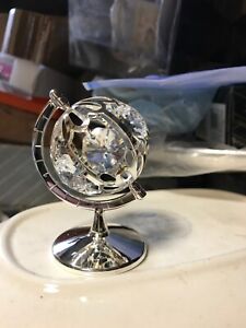 Silver-plated Miniature Globe, decorated with Swarovski Components.