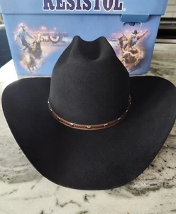 Resistol 4X Beaver Del Rio Cowboy Hat Black George Strait Edition 7 1/4 - Picture 1 of 12
