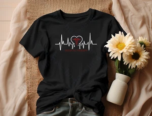 Physical Therapy Therapist Heartbeat Gift Physiotherapy Orthopedists T-Shirt - Picture 1 of 5