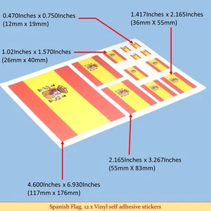 Spanish Flag Sticker: 12 X Vinyl Sticker Decals Self Adhesive Backing - Bild 1 von 4