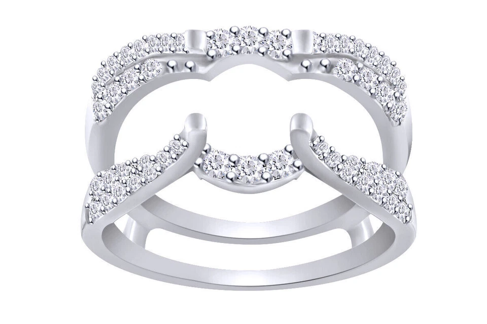 1/2ct Natural Round Diamond Wedding Enhancer Guard Wrap Band Ring 10K Solid Gold - Image 1 of 1