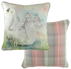 Evans Lichfield Piped Country Manor Swan Cushion Cover 17x17" - Picture 1 of 1