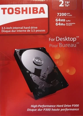 Toshiba 3.5" P300 Internal Desktop 7200rpm 64MB 6gbs 3.5" 2TB Sata HDWD120 "New" - Image 1 of 4