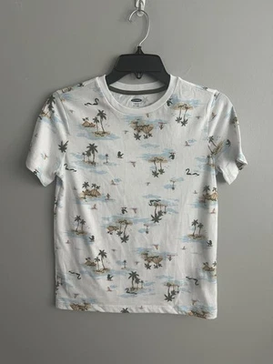 Nueva Camiseta Estampada Antigua Azul Marino Niños L 10-12 Blanca con Palmeras Nueva con Etiquetas Foto 1 de 4
