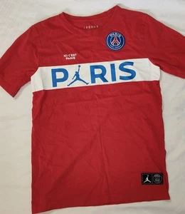 NIKE Air Jordan Boys Graphic Tee "PARIS" Red Ylg 13-15  - Picture 1 of 14