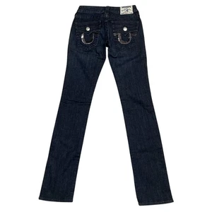 Pantalones de mezclilla para mujer True Religion azules tiro bajo cremallera ajustados rectos talla 24 - Imagen 1 de 11