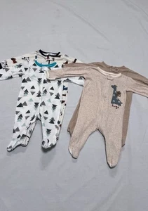 Infant Boy Sleeper Lot (4) 0-3 Months Boy Clothes Gerber Carter’s Wonder Nation - Picture 1 of 12