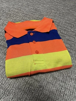 Polo Old Skool Manga Corta Rayas Anchas Verde Naranja Negro Azul Talla L De Colección Foto 1 de 4