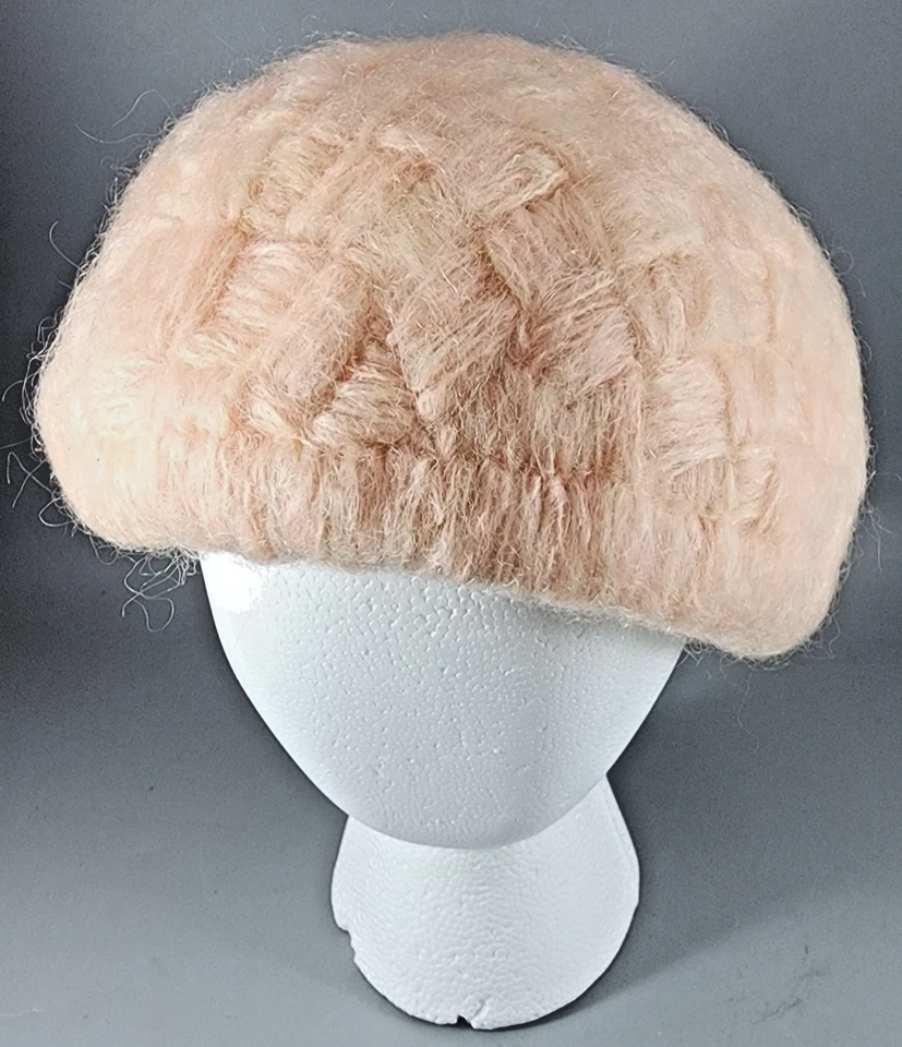 Sombrero Pastillero Cloche Rosa Tejido - Vintage - 56 cm Foto 1 de 4
