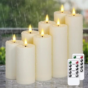 Flameless Waterproof 2.2" x4" 4" 5" 5" 6" 6" 7" 7" Pillar Candles with Remote... - Picture 1 of 6