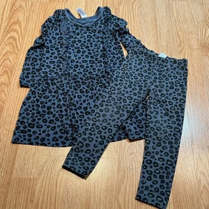 Set completo bambina Carters 3T vestito e leggings stampa leopardata grigio nero carino - Foto 1 di 4