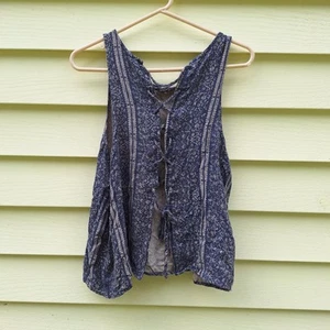 American Eagle Flower Tank Sz XL Tie Back Babydoll Boho Hippie Elena Gilbert B6 - Picture 1 of 9