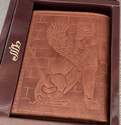 Cartera de cuero vintage para hombre triple hecha a mano azteca maya en relieve nueva en caja Foto 1 de 4