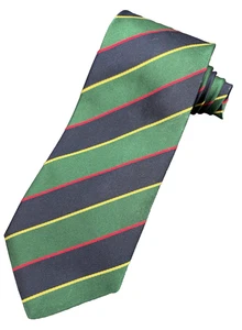 Ben Silver Men’s Luxury REPP Tie Green Blue Red Strip Pure English 100% Silk EUC - Picture 1 of 6