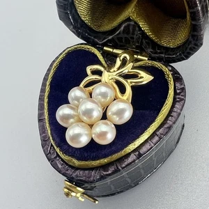Mikimoto Blattgold Halskette Anhänger K18 Gelbgold 0,9x0,6 cm gebraucht - Bild 1 von 5